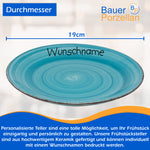 Frühstücksservice 3-tlg. Türkis mit Wunschname