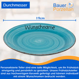 Frühstücksservice 3-tlg. Türkis mit Wunschname