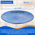 Speiseteller Teller flach 27cm Bunt Dunkelblau mit Wunschname