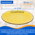 Speiseteller Teller flach 27cm Bunt Gelb mit Wunschname