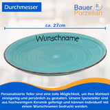Speiseteller Teller flach 27cm Bunt Türkis mit Wunschname