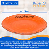 Speiseteller Teller flach 27cm Bunt Orange mit Wunschname