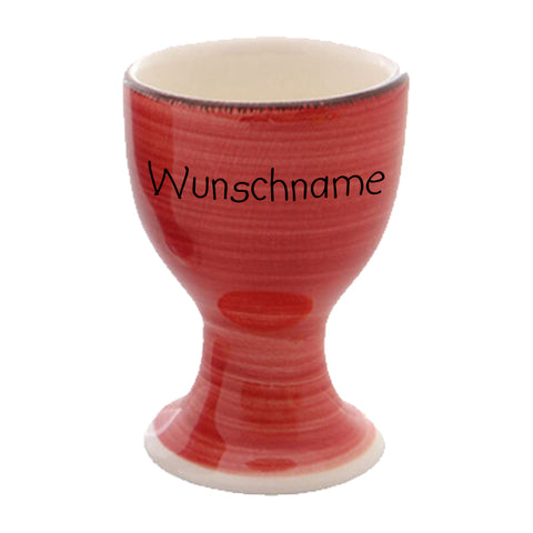 Eierbecher Keramik Bunt Rot mit Wunschname