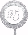 Folienballon 25 Silber Weiß