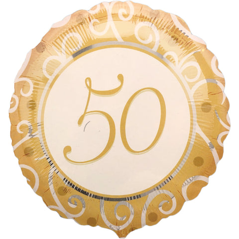 Folienballon 50 Gold Silber