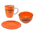 Frühstücksservice 3-tlg. Orange mit Wunschname
