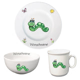 Kindergeschirr 3-tlg. Wurm mit Wunschname