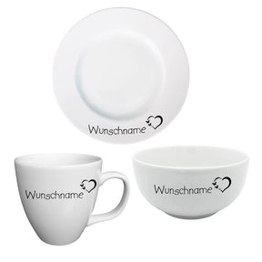 Frühstücksservice 3-tlg. Schmetterling mit Wunschname