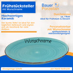 Frühstücksteller Teller flach 19cm Mintblau mit Wunschname