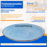 Frühstücksteller Teller flach 19cm Pastellblau mit Wunschname