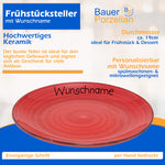 Frühstücksteller Teller flach 19cm Bunt Rot mit Wunschname