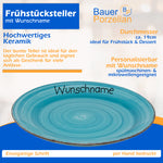 Frühstücksservice 3-tlg. Türkis mit Wunschname