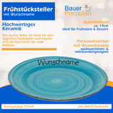 Frühstücksservice 3-tlg. Türkis mit Wunschname