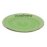 Speiseteller Teller flach 27cm Bunt Hellgrün mit Wunschname