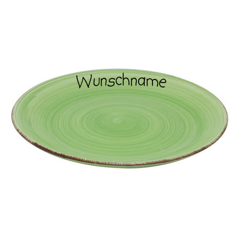 Speiseteller Teller flach 27cm Bunt Hellgrün mit Wunschname