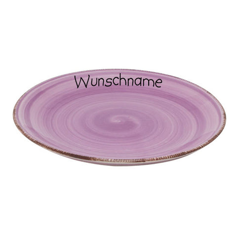 Frühstücksteller Teller flach 19cm Bunt Lila mit Wunschname