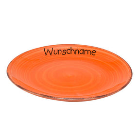 Speiseteller Teller flach 27cm Bunt Orange mit Wunschname