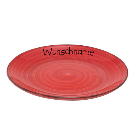 Frühstücksteller Teller flach 19cm Bunt Rot mit Wunschname