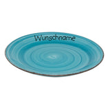 Speiseteller Teller flach 27cm Bunt Türkis mit Wunschname