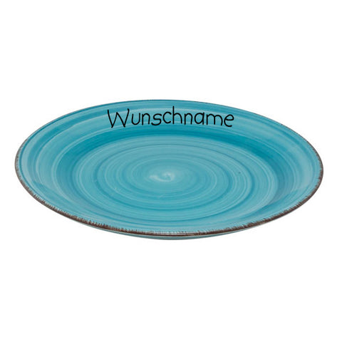 Speiseteller Teller flach 27cm Bunt Türkis mit Wunschname