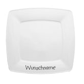 Frühstücksteller Teller eckig 21cm Weiß mit Wunschname