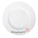 Frühstücksteller Teller flach 21cm Herz mit Wunschname