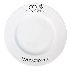 Frühstücksservice 3-tlg. Schmetterling & Herz mit Wunschname