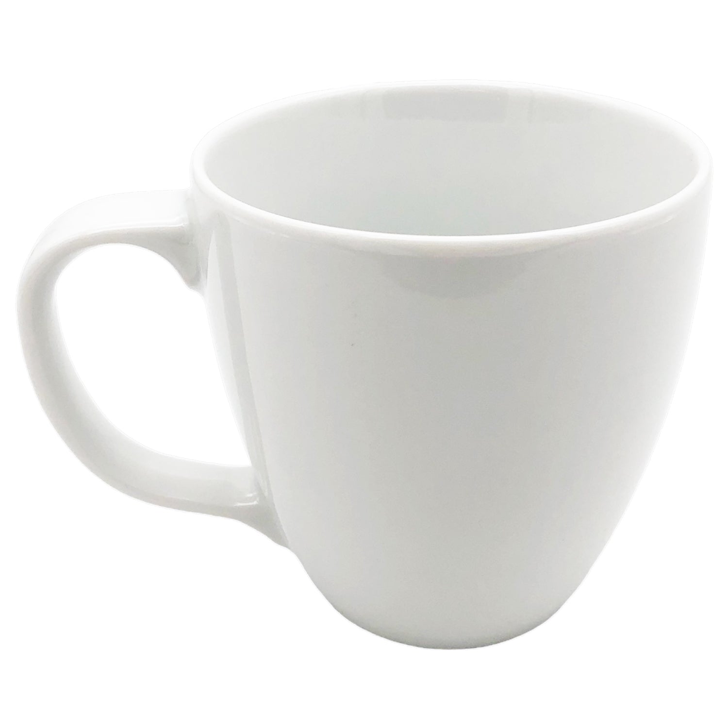 Kaffeebecher Tasse Porzellan weiß 400ml bauchig mit Logo Schwarz