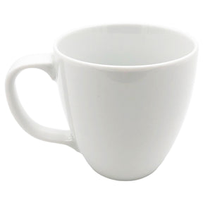 Kaffeebecher Tasse Porzellan weiß 400ml bauchig mit Logo Schwarz