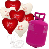 Helium Sets - Herzballons - 28cm - Just Married - Rot & Weiß