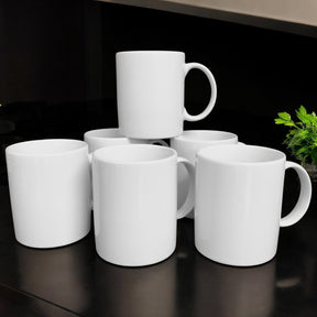 Kaffeebecher 6 Stück 320ml Weiß | Tassen aus Premium Porzellan | Kaffee Becher
