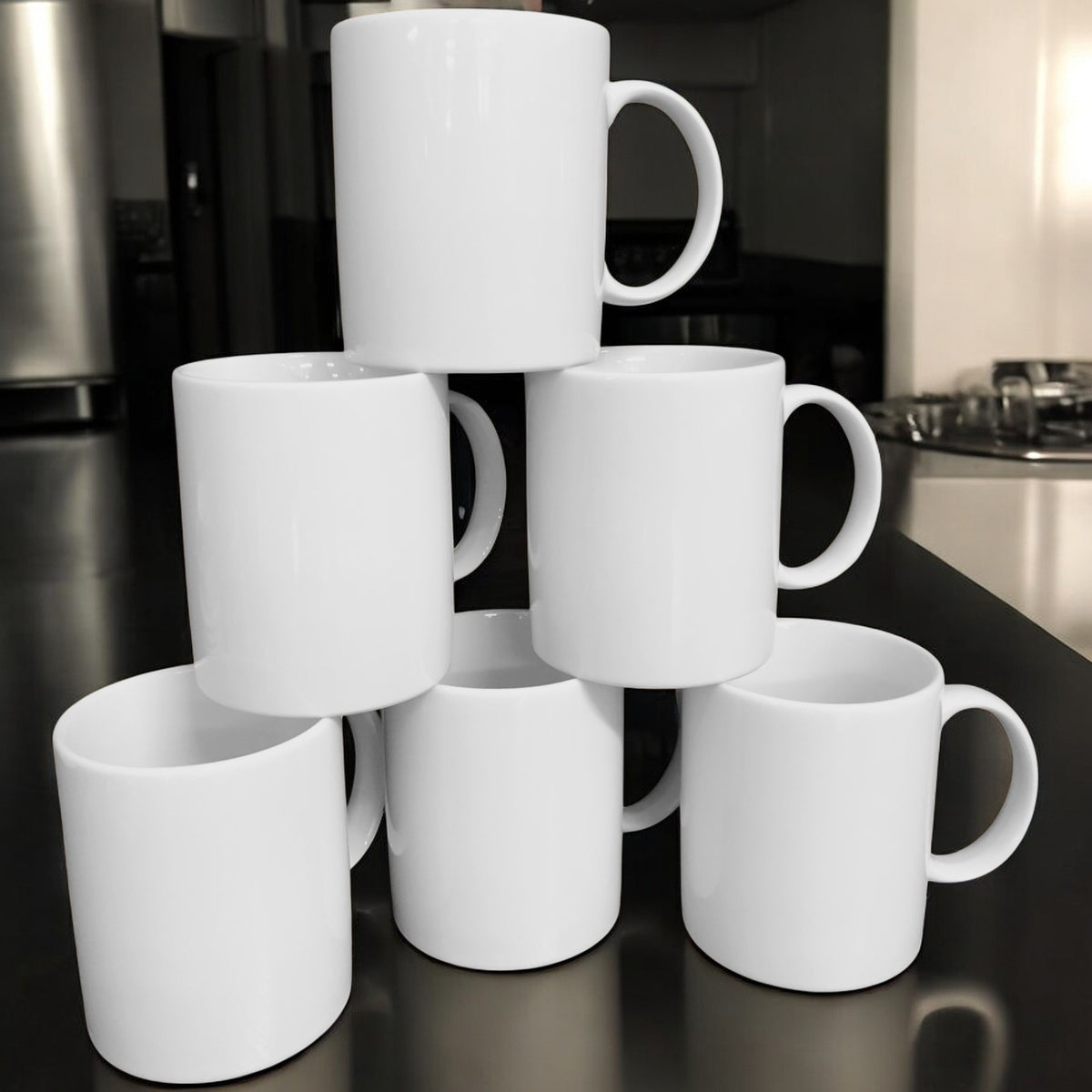 Kaffeebecher 6 Stück 320ml Weiß | Tassen aus Premium Porzellan | Kaffee Becher