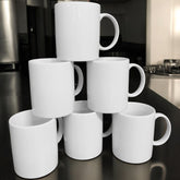 Kaffeebecher 6 Stück 320ml Weiß | Tassen aus Premium Porzellan | Kaffee Becher