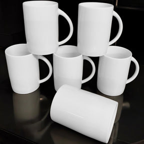 Kaffeebecher 6 Stück 280ml Weiß | Premium Porzellan Tassen | Kaffee Becher Set