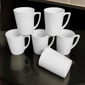 Kaffeebecher 6 Stück 280ml Weiß | Tassen aus Premium Porzellan | Kaffee Becher