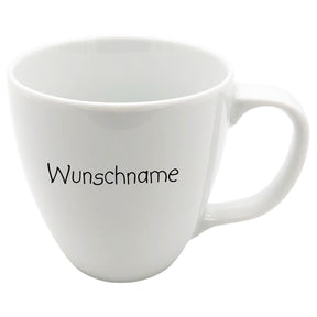 Kaffeebecher Tasse Porzellan 400ml bauchig mit Wunschname