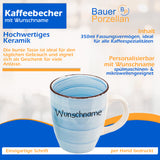 Frühstücksservice 3-tlg. Pastellblau mit Wunschname