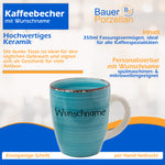 Frühstücksservice 3-tlg. Türkis mit Wunschname