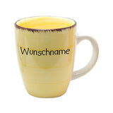 Kaffeebecher Tasse Keramik Bunt Gelb mit Wunschname