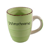 Kaffeebecher Tasse Keramik Bunt Hellgrün mit Wunschname