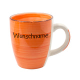 Kaffeebecher Tasse Keramik Bunt Orange mit Wunschname