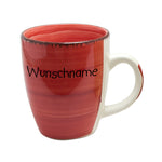 Kaffeebecher Tasse Keramik Bunt Rot mit Wunschname