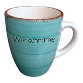 Kaffeebecher Tasse Keramik Bunt Türkis mit Wunschname