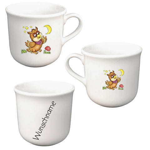 Tasse Kindertasse Eule mit Wunschname