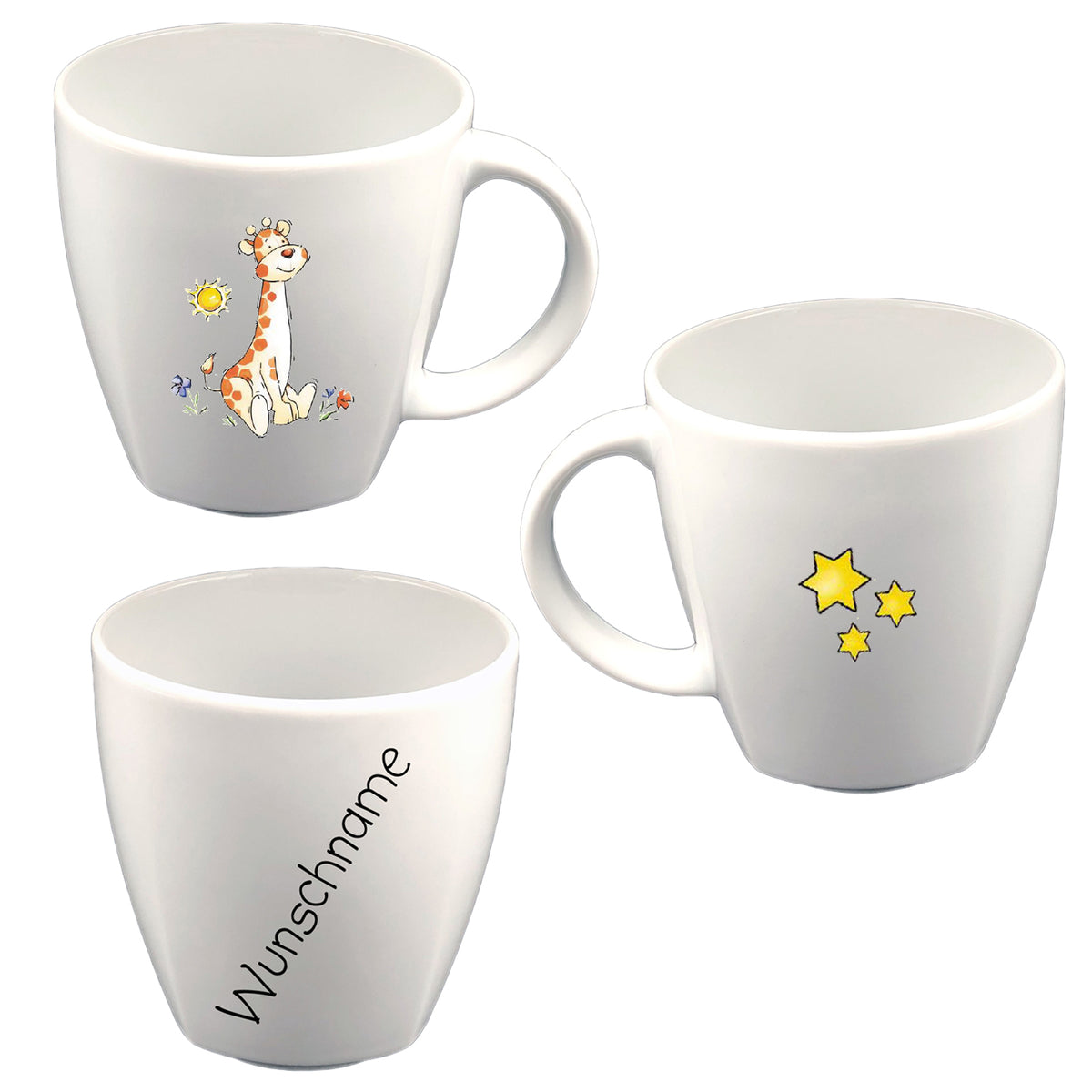 Tasse Kindertasse eckig Giraffe mit Wunschname