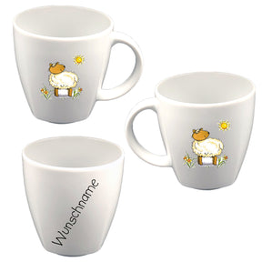 Tasse Kindertasse eckig Lamm mit Wunschname