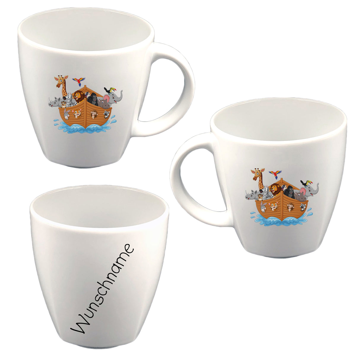 Tasse Kindertasse eckig Arche Noah mit Wunschname