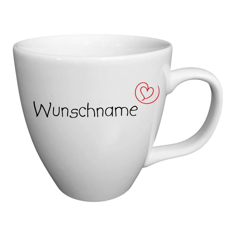 Kaffeebecher Tasse Porzellan 400ml kleines Herz mit Wunschname