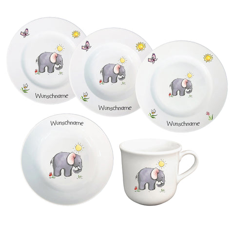 Kinderservice 5-tlg. Elefant mit Wunschname