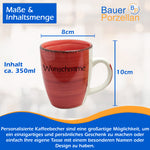 Kaffeebecher Tasse Keramik Bunt Rot mit Wunschname